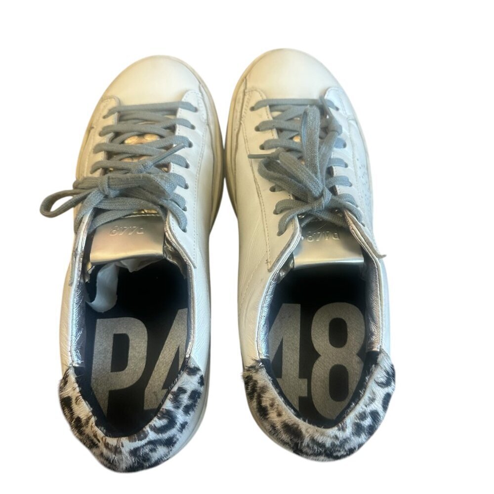 P448 Jack White Sneakers Tennis Shoes Animal Print Silver Size 38 7.5 Women's - Picture 6 of 13
